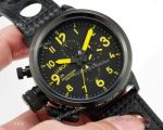 High Quality U Boat U-7750-55 Flightdeck Watch Black Case Yellow Markers